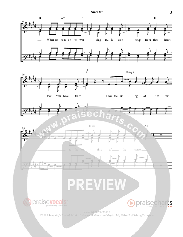 Sweeter Lead Sheet (SAT) (PraiseVocals)