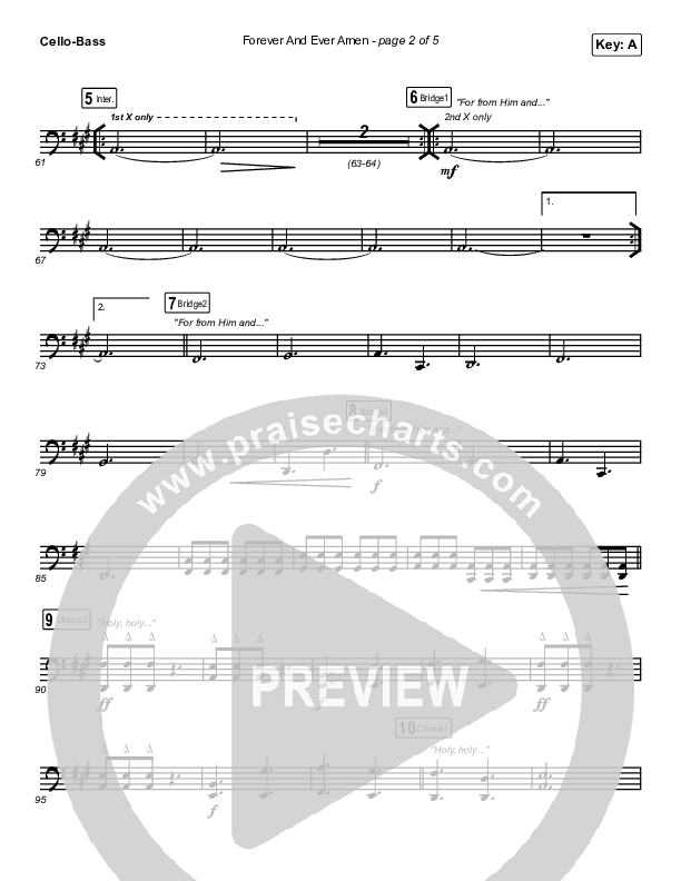 Forever And Ever Amen Cello/Bass (Maverick City Music / Brandon Lake / Phil Wickham)
