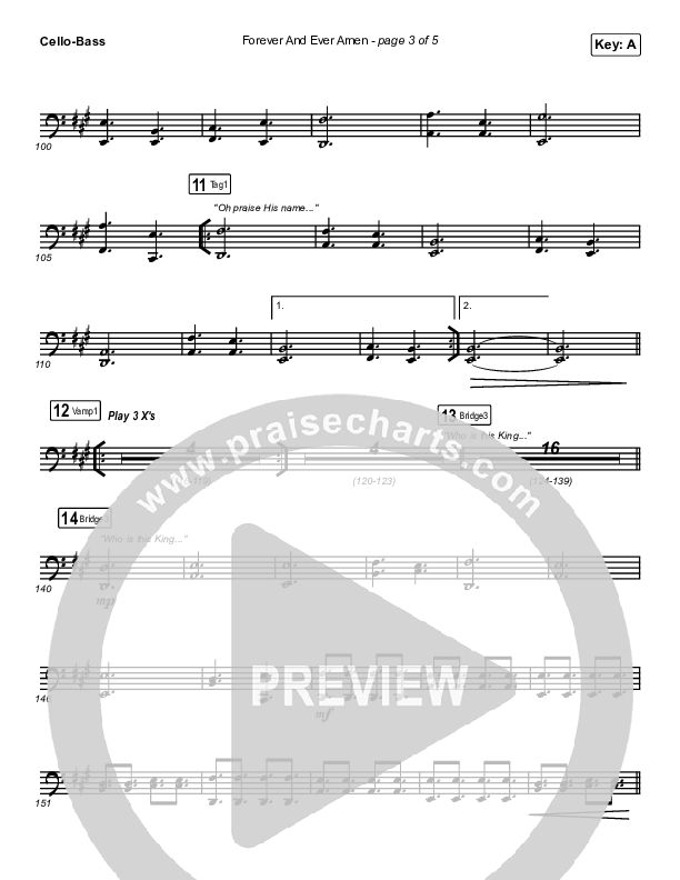 Forever And Ever Amen Cello/Bass (Maverick City Music / Brandon Lake / Phil Wickham)
