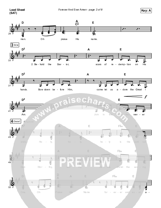Forever And Ever Amen Lead Sheet (SAT) (Maverick City Music / Brandon Lake / Phil Wickham)
