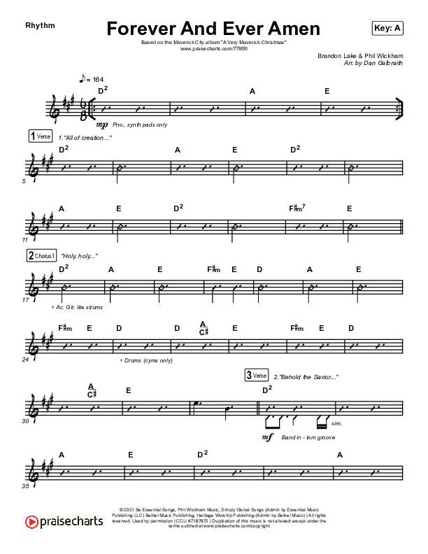 Forever And Ever Amen Rhythm Chart (Maverick City Music / Brandon Lake / Phil Wickham)