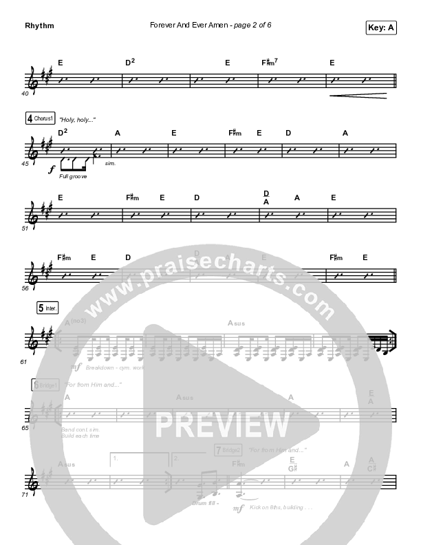 Forever And Ever Amen Rhythm Chart (Maverick City Music / Brandon Lake / Phil Wickham)