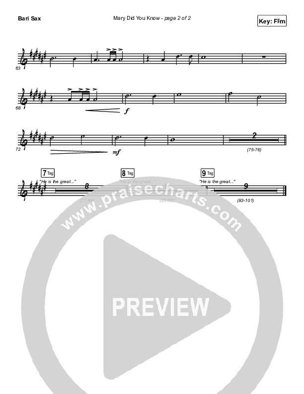 Mary Did You Know Bari Sax (Maverick City Music / Lizzie Morgan / Chandler Moore)