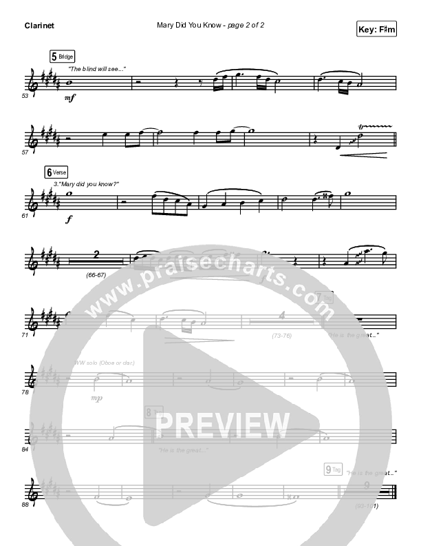 Mary Did You Know Clarinet (Maverick City Music / Lizzie Morgan / Chandler Moore)