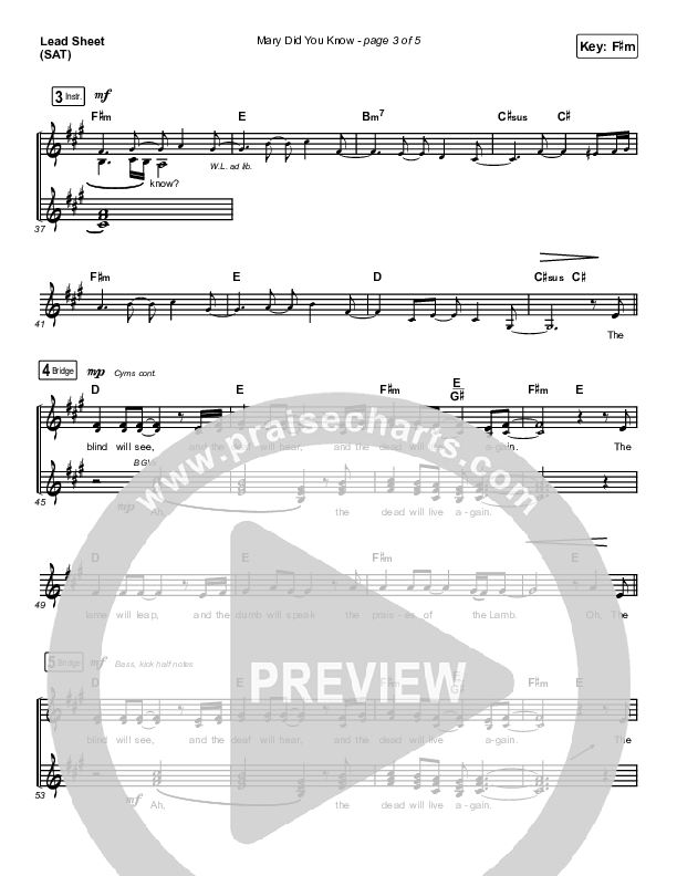 Mary Did You Know Lead Sheet (SAT) (Maverick City Music / Lizzie Morgan / Chandler Moore)