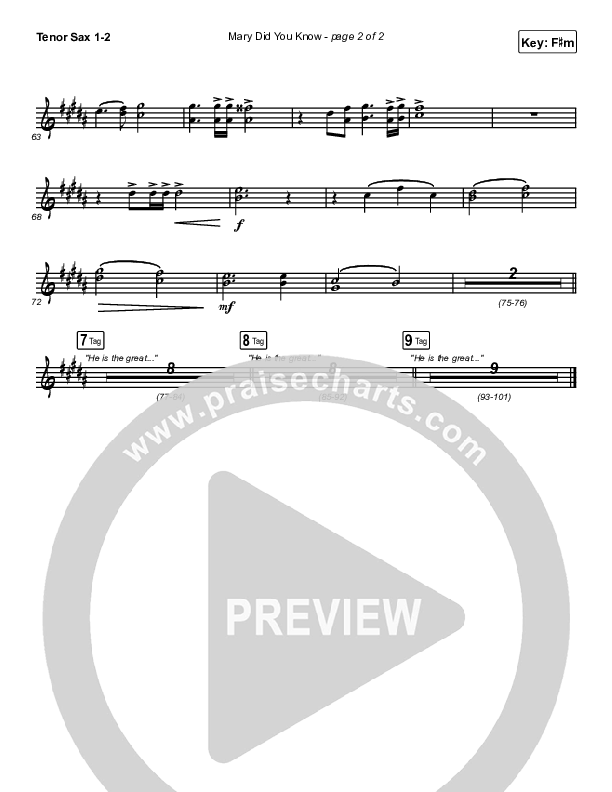 Mary Did You Know Tenor Sax 1/2 (Maverick City Music / Lizzie Morgan / Chandler Moore)