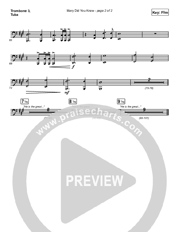 Mary Did You Know Trombone 3/Tuba (Maverick City Music / Lizzie Morgan / Chandler Moore)