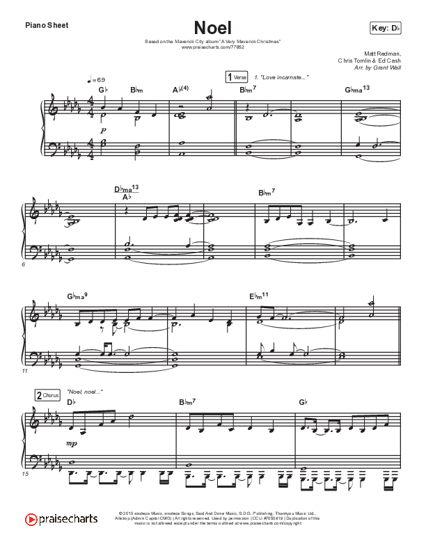 Noel Piano Sheet (Maverick City Music / Lizzie Morgan)
