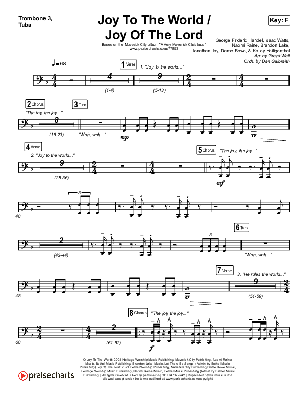 Joy To The World / Joy Of The Lord Trombone 3/Tuba (Maverick City Music / Naomi Raine / Todd Galberth)