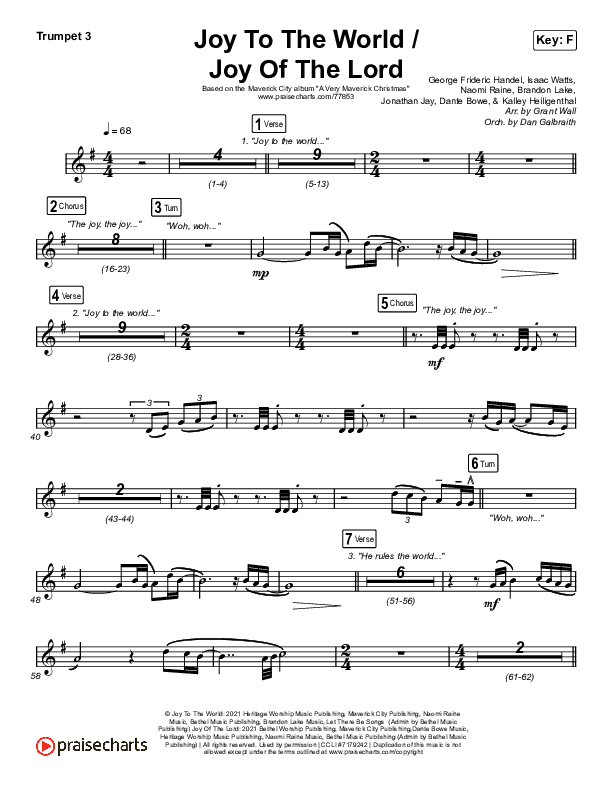 Joy To The World / Joy Of The Lord Trumpet 3 (Maverick City Music / Naomi Raine / Todd Galberth)