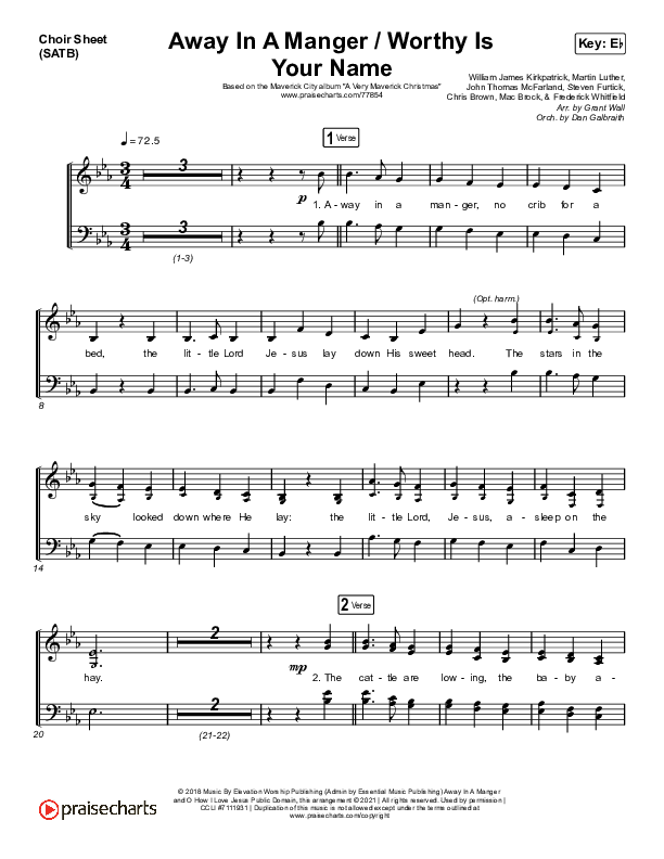Away In A Manger / Worthy Is Your Name Choir Sheet (SATB) (Maverick City Music / Kim Walker-Smith / Chandler Moore)