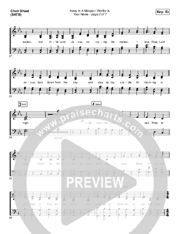 Away In A Manger / Worthy Is Your Name Choir Sheet (SATB) (Maverick City Music / Kim Walker-Smith / Chandler Moore)