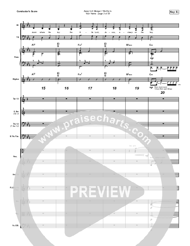 Away In A Manger / Worthy Is Your Name Conductor's Score (Maverick City Music / Kim Walker-Smith / Chandler Moore)