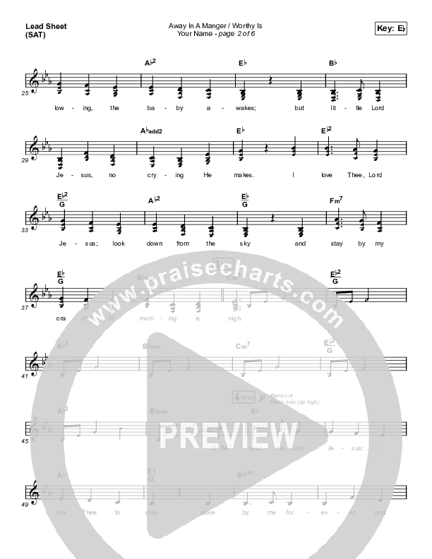 Away In A Manger / Worthy Is Your Name Lead Sheet (SAT) (Maverick City Music / Kim Walker-Smith / Chandler Moore)