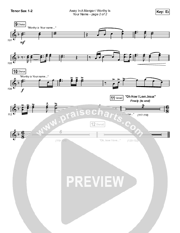 Away In A Manger / Worthy Is Your Name Tenor Sax 1/2 (Maverick City Music / Kim Walker-Smith / Chandler Moore)