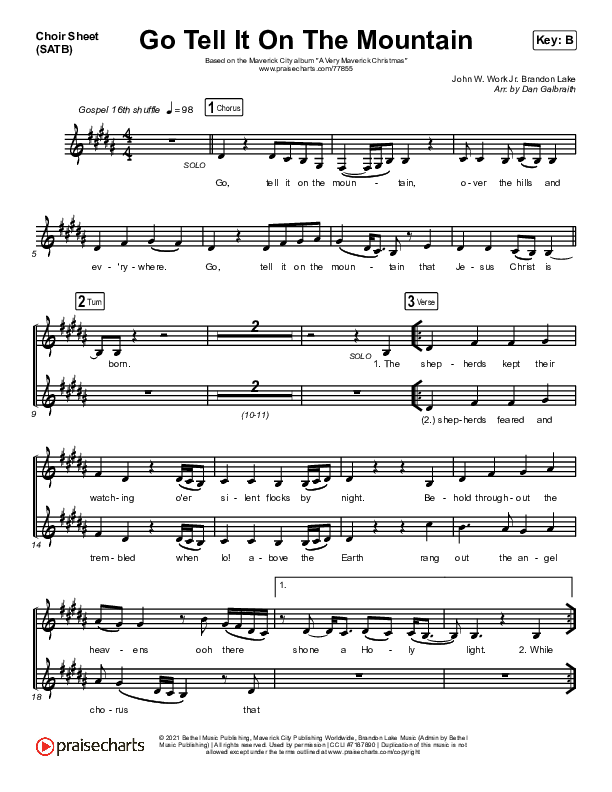 Go Tell It On The Mountain Choir Sheet (SATB) (Maverick City Music / Melvin Chrispell III / Chandler Moore)
