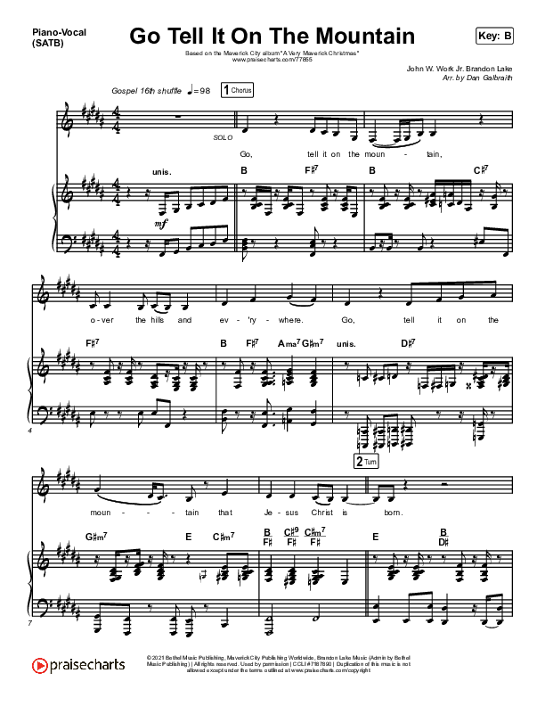 Go Tell It On The Mountain Piano/Vocal (SATB) (Maverick City Music / Melvin Chrispell III / Chandler Moore)