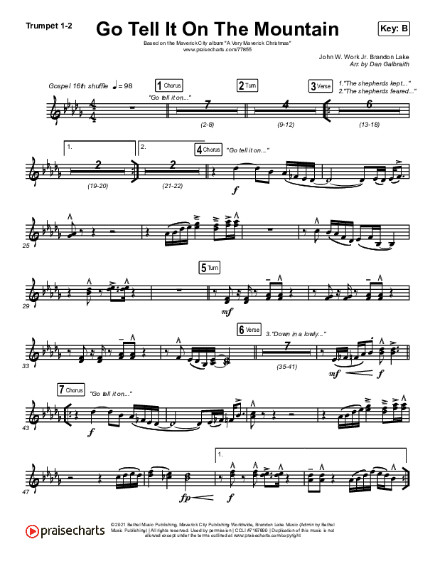 Go Tell It On The Mountain Trumpet 1,2 (Maverick City Music / Melvin Chrispell III / Chandler Moore)