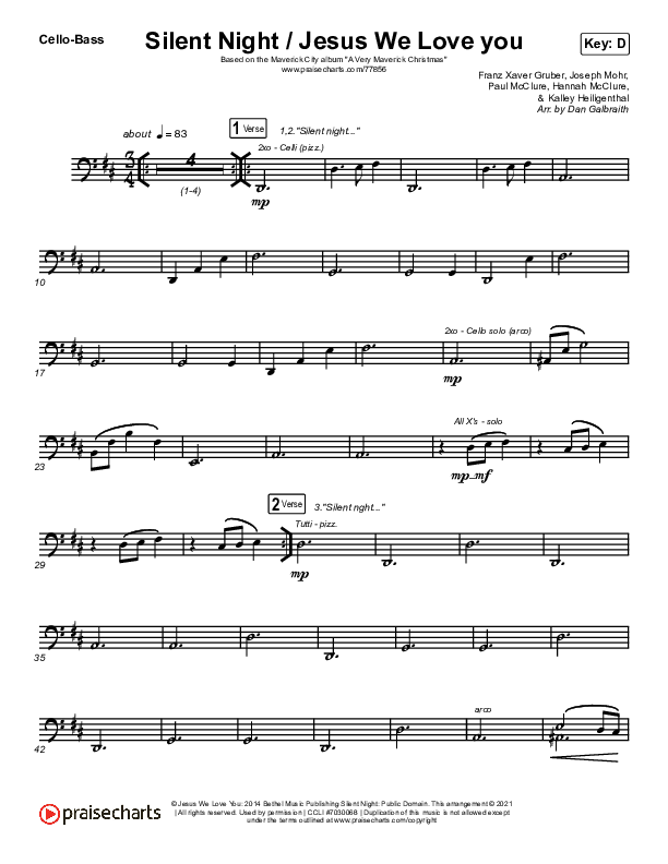 Silent Night / Jesus We Love You Cello/Bass (Maverick City Music / Brandon Lake / Phil Wickham / Kim Walker-Smith)