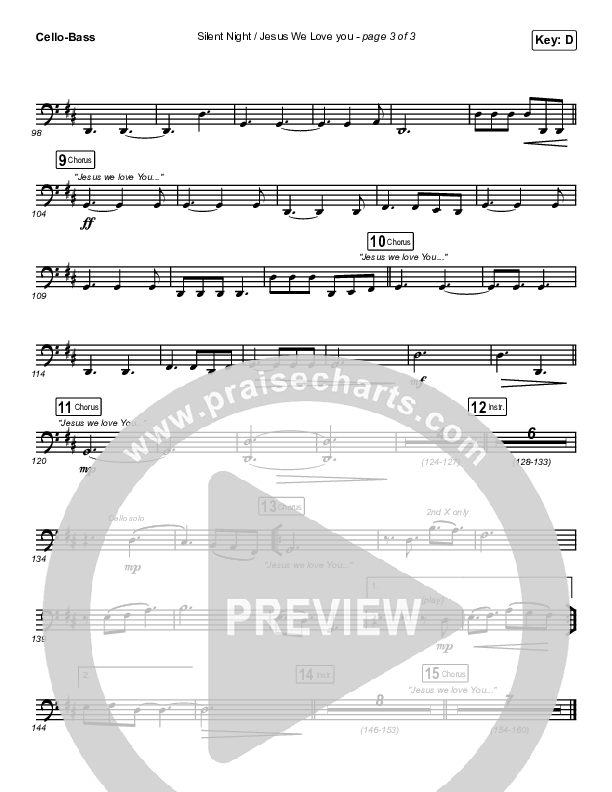 Silent Night / Jesus We Love You Cello/Bass (Maverick City Music / Brandon Lake / Phil Wickham / Kim Walker-Smith)