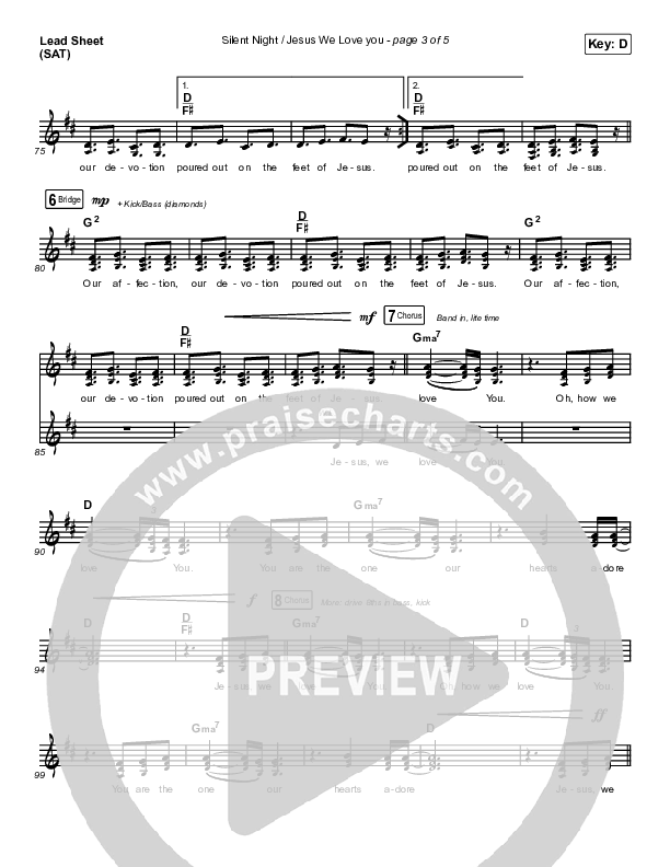 Silent Night / Jesus We Love You Lead Sheet (SAT) (Maverick City Music / Brandon Lake / Phil Wickham / Kim Walker-Smith)