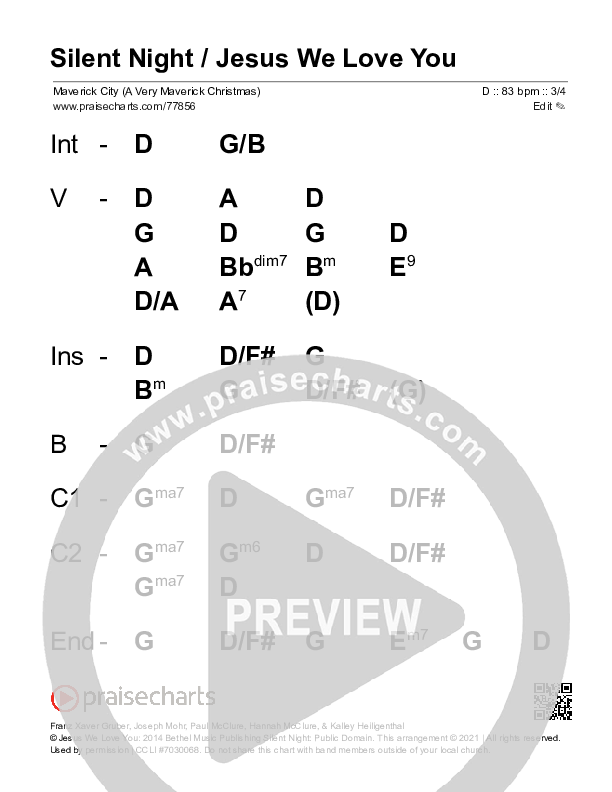 Silent Night / Jesus We Love You Stage Chart (Maverick City Music / Brandon Lake / Phil Wickham / Kim Walker-Smith)