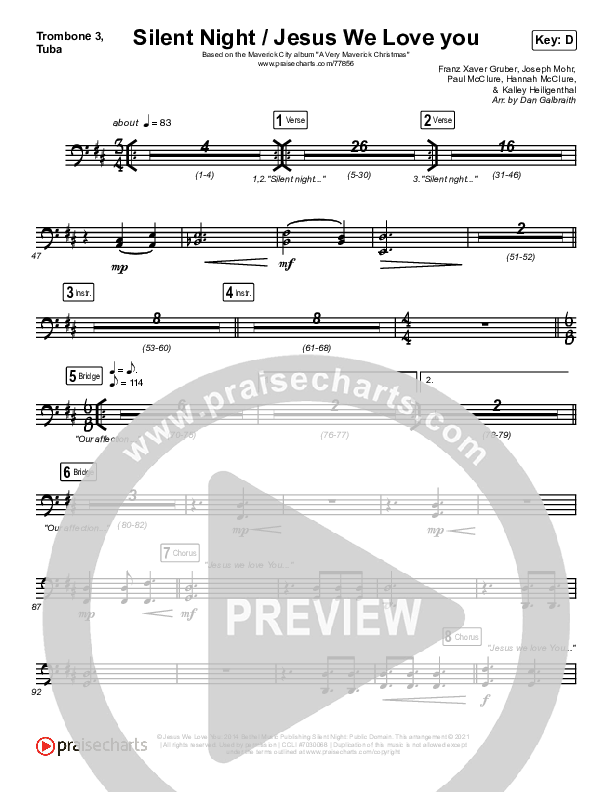 Silent Night / Jesus We Love You Trombone 3/Tuba (Maverick City Music / Brandon Lake / Phil Wickham / Kim Walker-Smith)