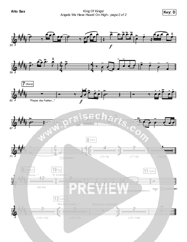 King Of Kings / Angels We Have Heard On High Alto Sax (Maverick City Music / Naomi Raine / Kim Walker-Smith)