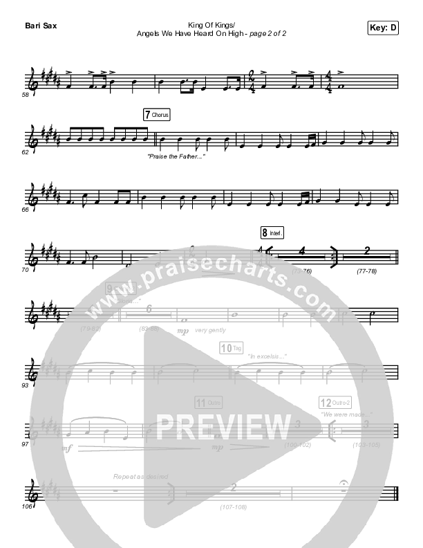 King Of Kings / Angels We Have Heard On High Bari Sax (Maverick City Music / Naomi Raine / Kim Walker-Smith)