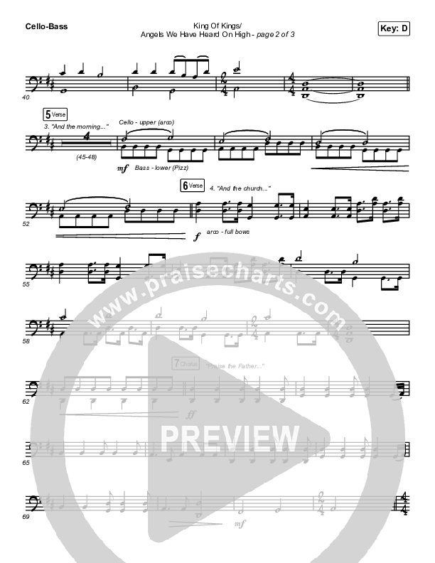 King Of Kings / Angels We Have Heard On High Cello/Bass (Maverick City Music / Naomi Raine / Kim Walker-Smith)