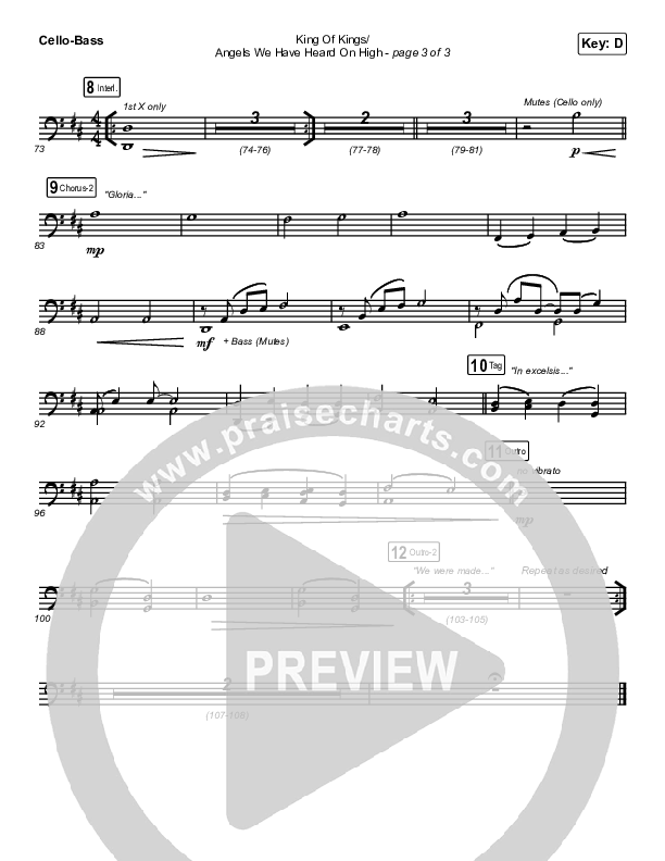 King Of Kings / Angels We Have Heard On High Cello/Bass (Maverick City Music / Naomi Raine / Kim Walker-Smith)