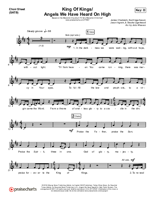 King Of Kings / Angels We Have Heard On High Choir Sheet (SATB) (Maverick City Music / Naomi Raine / Kim Walker-Smith)