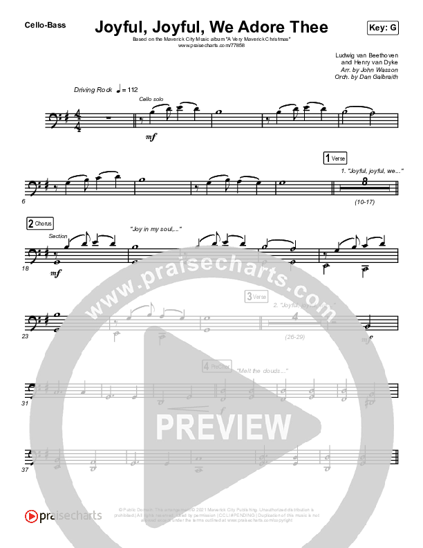Joyful Joyful We Adore Thee Cello/Bass (Maverick City Music / Ryan Ofei)