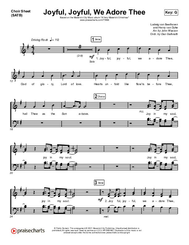 Joyful Joyful We Adore Thee Choir Vocals (SATB) (Maverick City Music / Ryan Ofei)