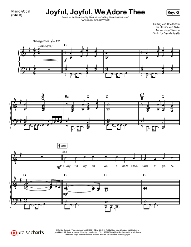 Joyful Joyful We Adore Thee Piano/Vocal (SATB) (Maverick City Music / Ryan Ofei)