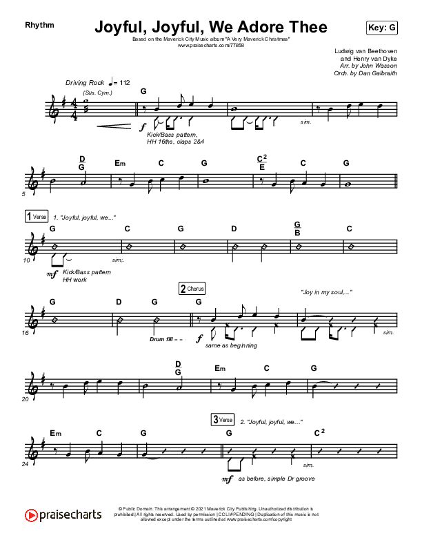 Joyful Joyful We Adore Thee Rhythm Chart (Maverick City Music / Ryan Ofei)