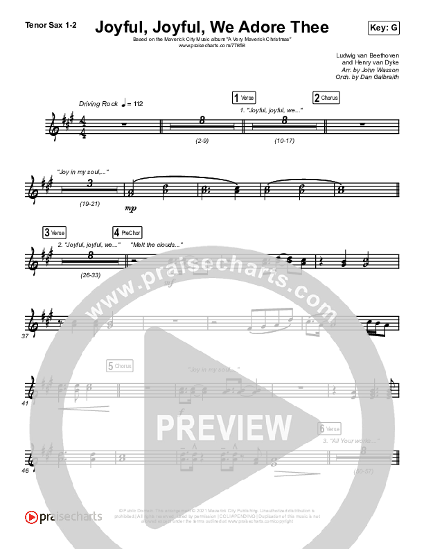 Joyful Joyful We Adore Thee Tenor Sax 1/2 (Maverick City Music / Ryan Ofei)