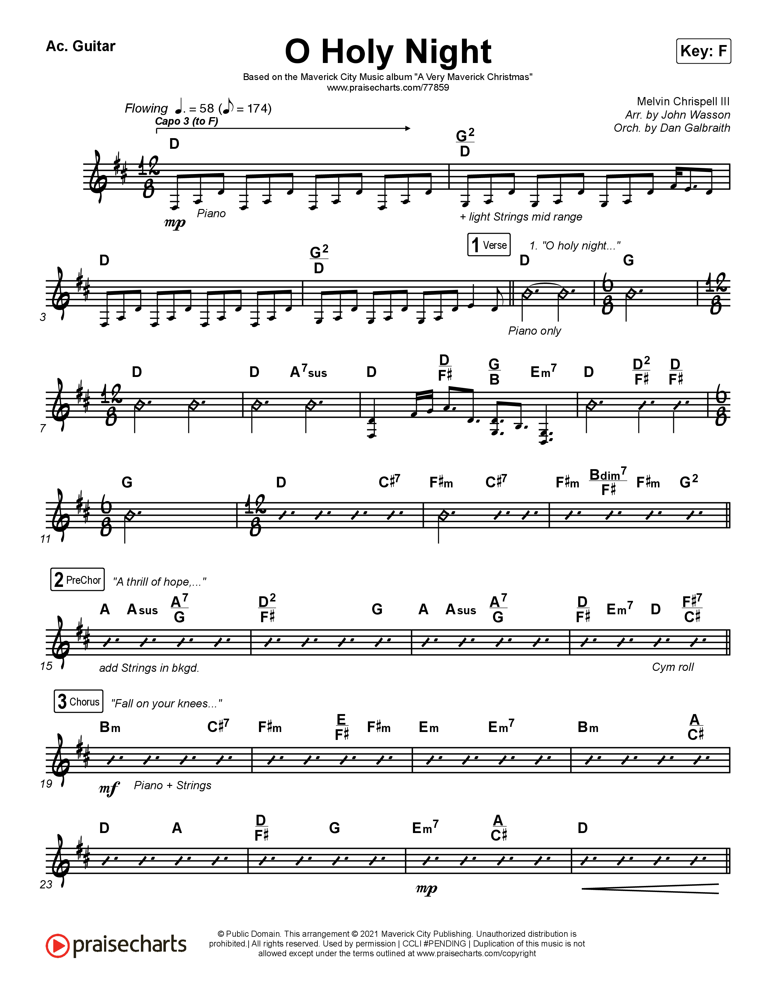 O Holy Night Acoustic Guitar (Maverick City Music / Melvin Chrispell III)