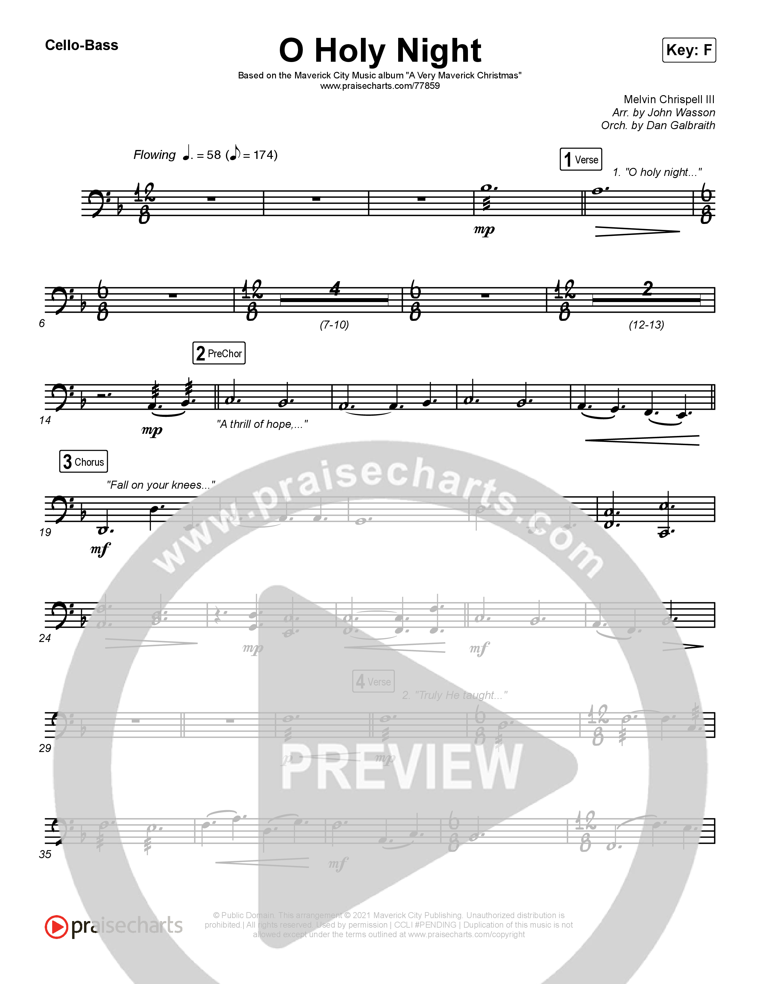 O Holy Night Cello/Bass (Maverick City Music / Melvin Chrispell III)