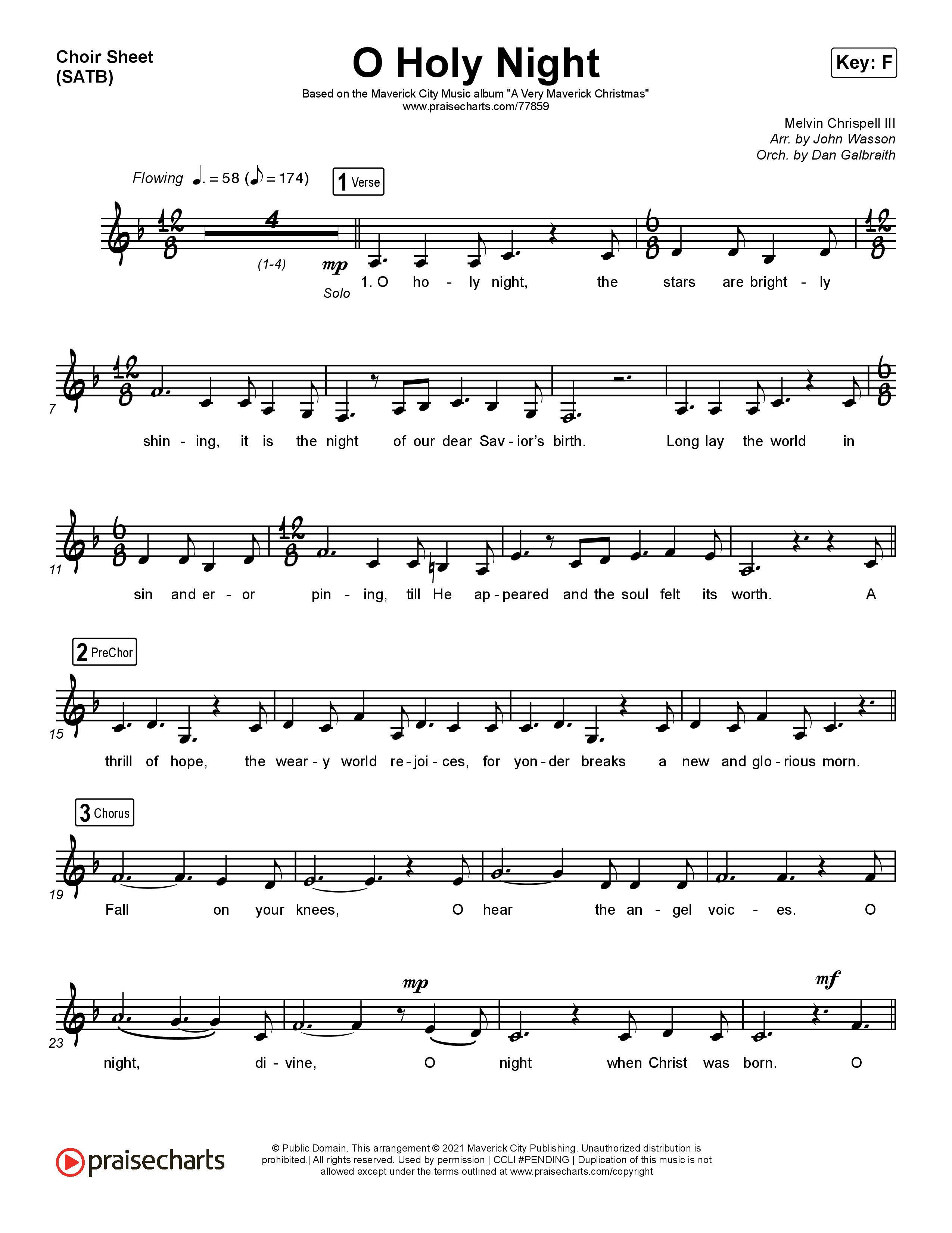O Holy Night Choir Sheet (SATB) (Maverick City Music / Melvin Chrispell III)
