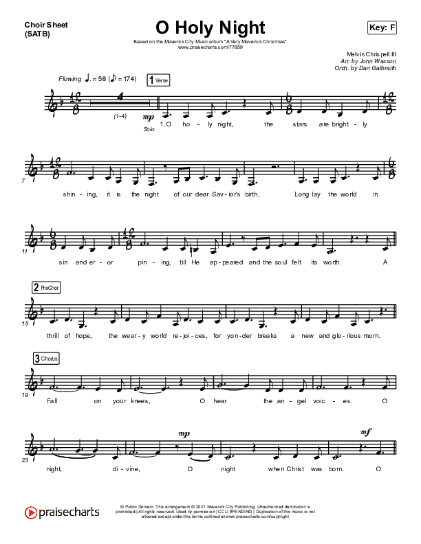 O Holy Night Choir Sheet (SATB) (Maverick City Music / Melvin Chrispell III)