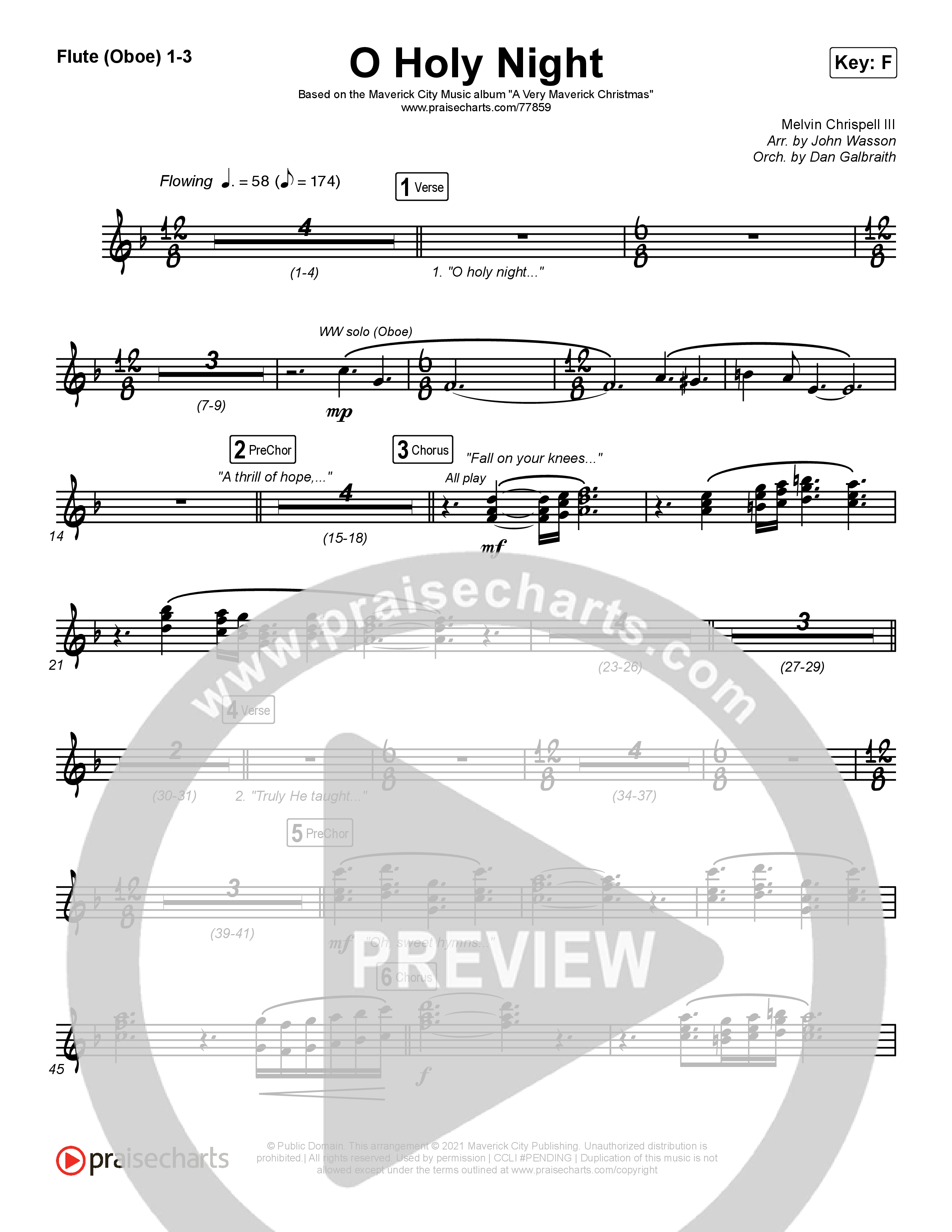 O Holy Night Flute/Oboe 1/2/3 (Maverick City Music / Melvin Chrispell III)