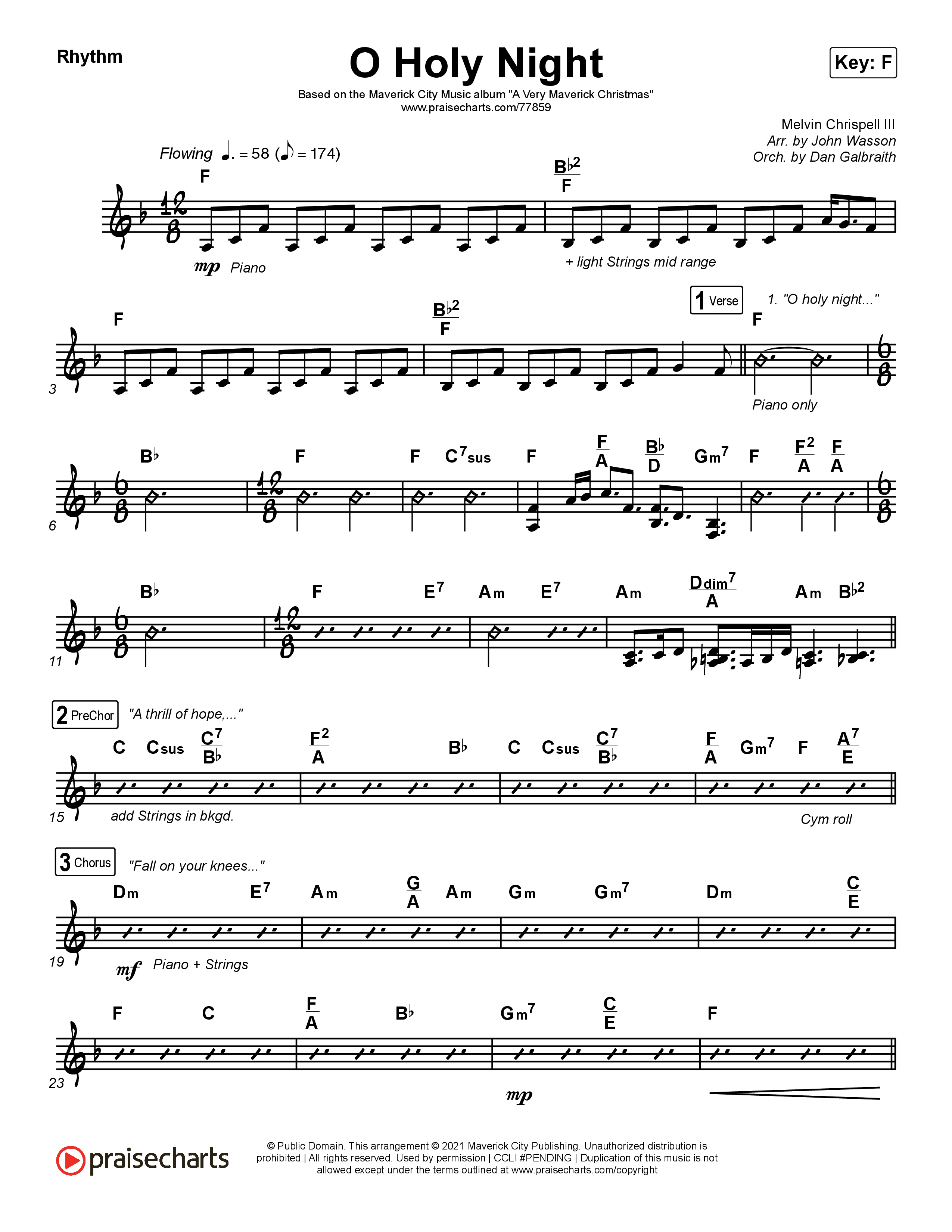 O Holy Night Rhythm Chart (Maverick City Music / Melvin Chrispell III)