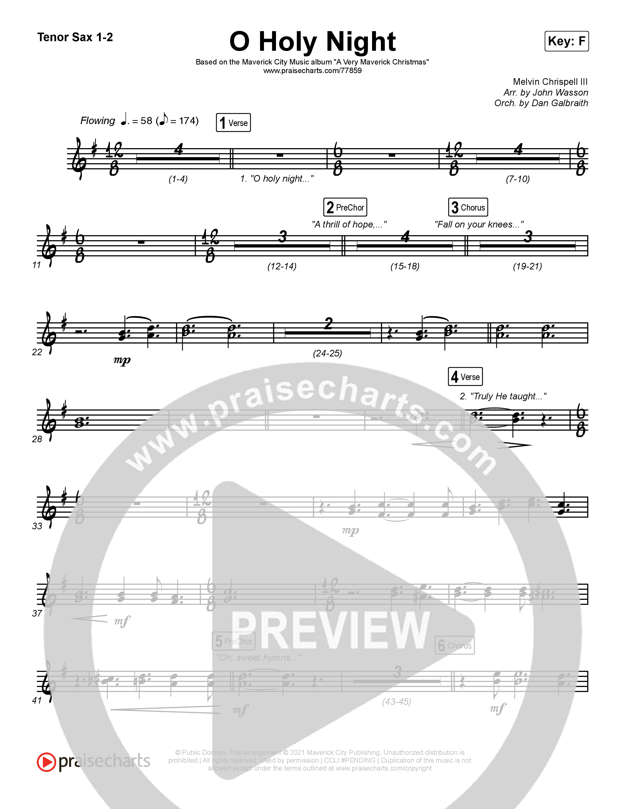 O Holy Night Tenor Sax 1,2 (Maverick City Music / Melvin Chrispell III)