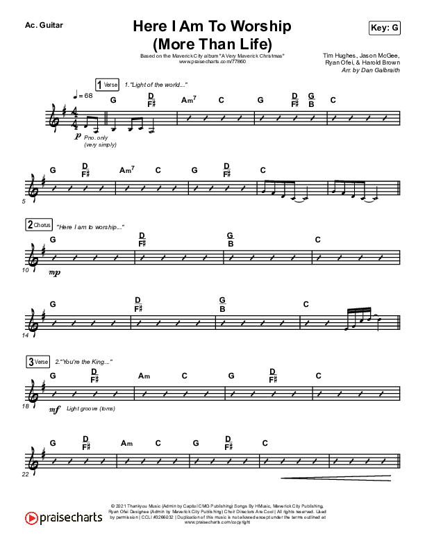 Here I Am To Worship (More Than Life) Acoustic Guitar (Maverick City Music / Melvin Chrispell III / Chandler Moore)