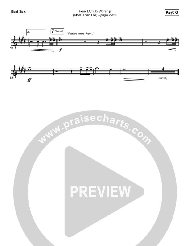 Here I Am To Worship (More Than Life) Bari Sax (Maverick City Music / Melvin Chrispell III / Chandler Moore)