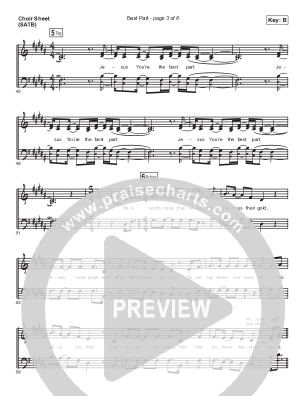 Best Part Choir Sheet (SATB) (Maverick City Music / Naomi Raine / Chandler Moore)