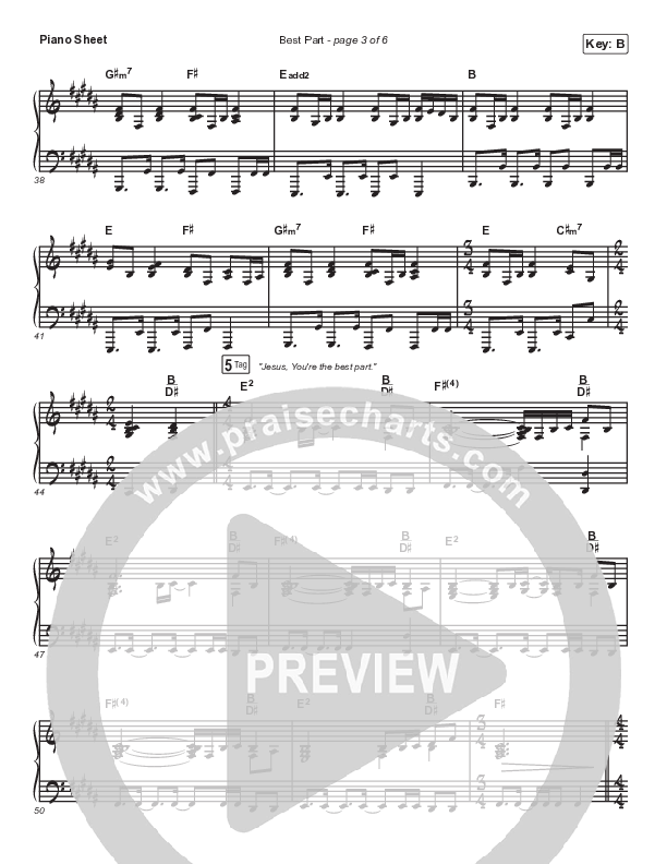 Best Part Piano Sheet (Maverick City Music / Naomi Raine / Chandler Moore)