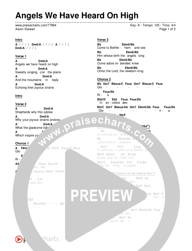Angels We Have Heard On High Chords & Lyrics (Aaron Stewart)