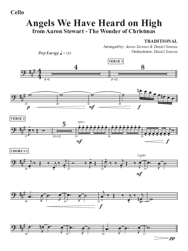 Angels We Have Heard On High Cello (Aaron Stewart)